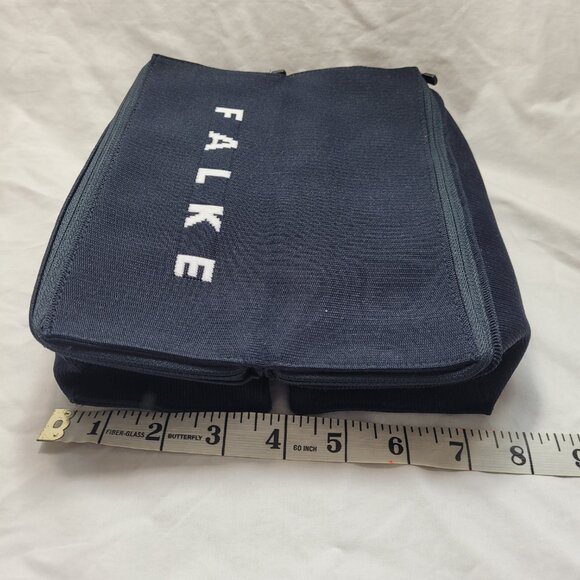 Falke Black Carrying Case Travel Bag 2 Pockets Logo Zippers 8 x 8 x 2 in Woven - Picture 9 of 11